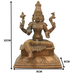 Handcrafted Bronze Parvati Devi Idol | Panchaloha Gauri Uma Durga Statue | South Indian Chola Art Shakti Sculpture for Pooja & Home Temple,Brown, 5 Inch, 1 Piece
