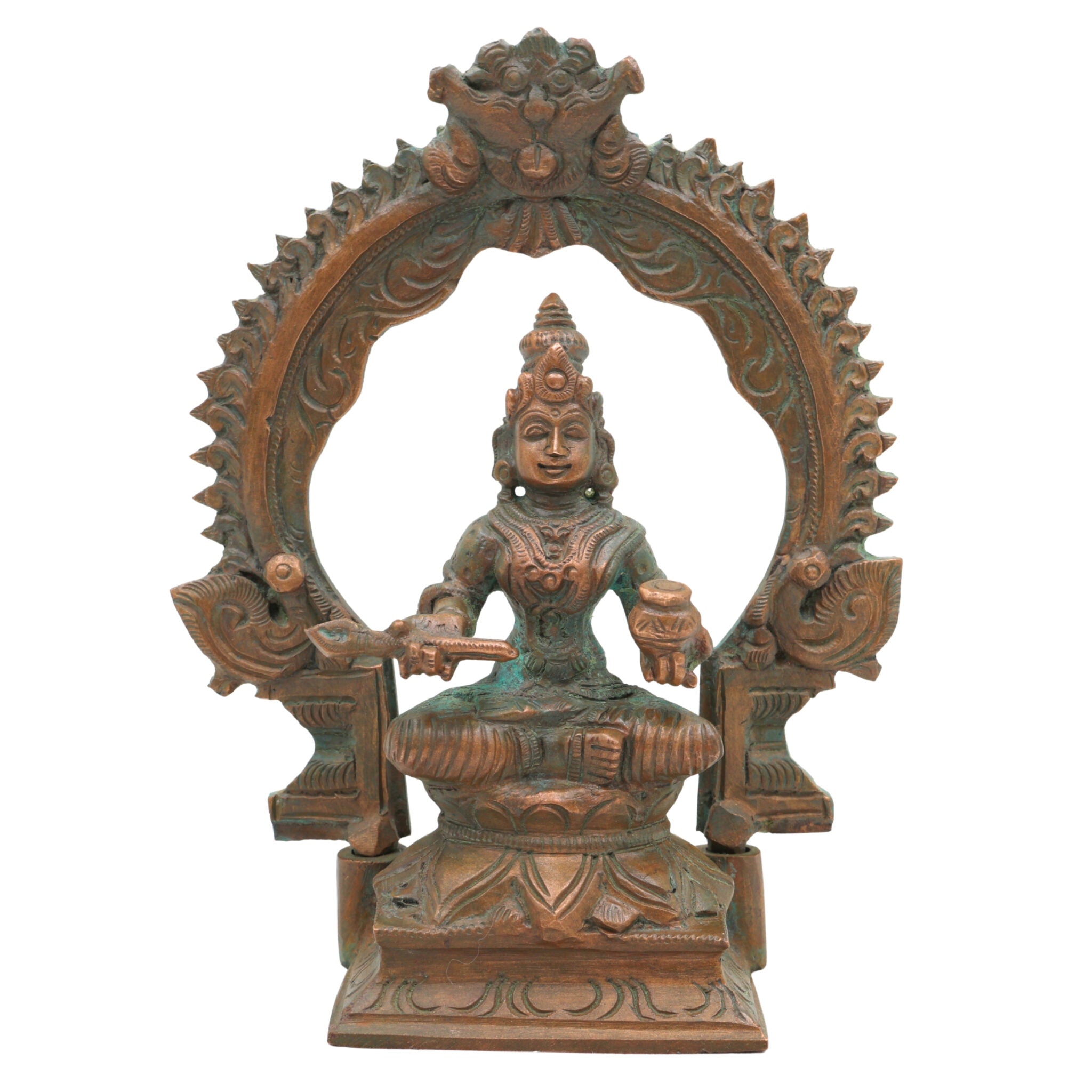 Handcrafted Bronze Annapurna Devi Idol – Panchaloha Annapoorna | Annapurneshwari | Anna Lakshmi Murti for Pooja, Temple & Home Decor,Brown, 7 Inch, 1 Piece