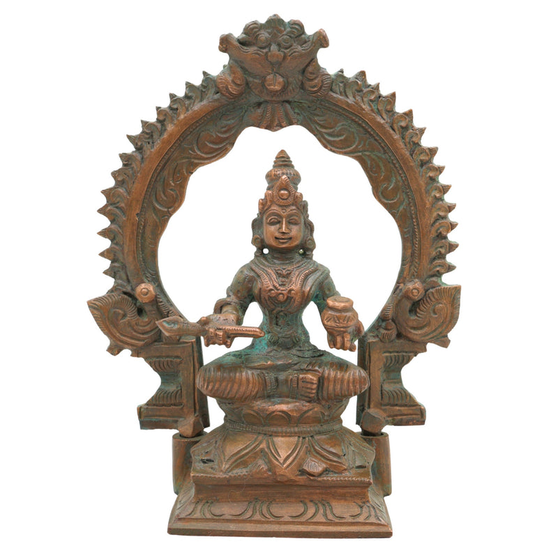 Handcrafted Bronze Annapurna Devi Idol – Panchaloha Annapoorna | Annapurneshwari | Anna Lakshmi Murti for Pooja, Temple & Home Decor,Brown, 7 Inch, 1 Piece
