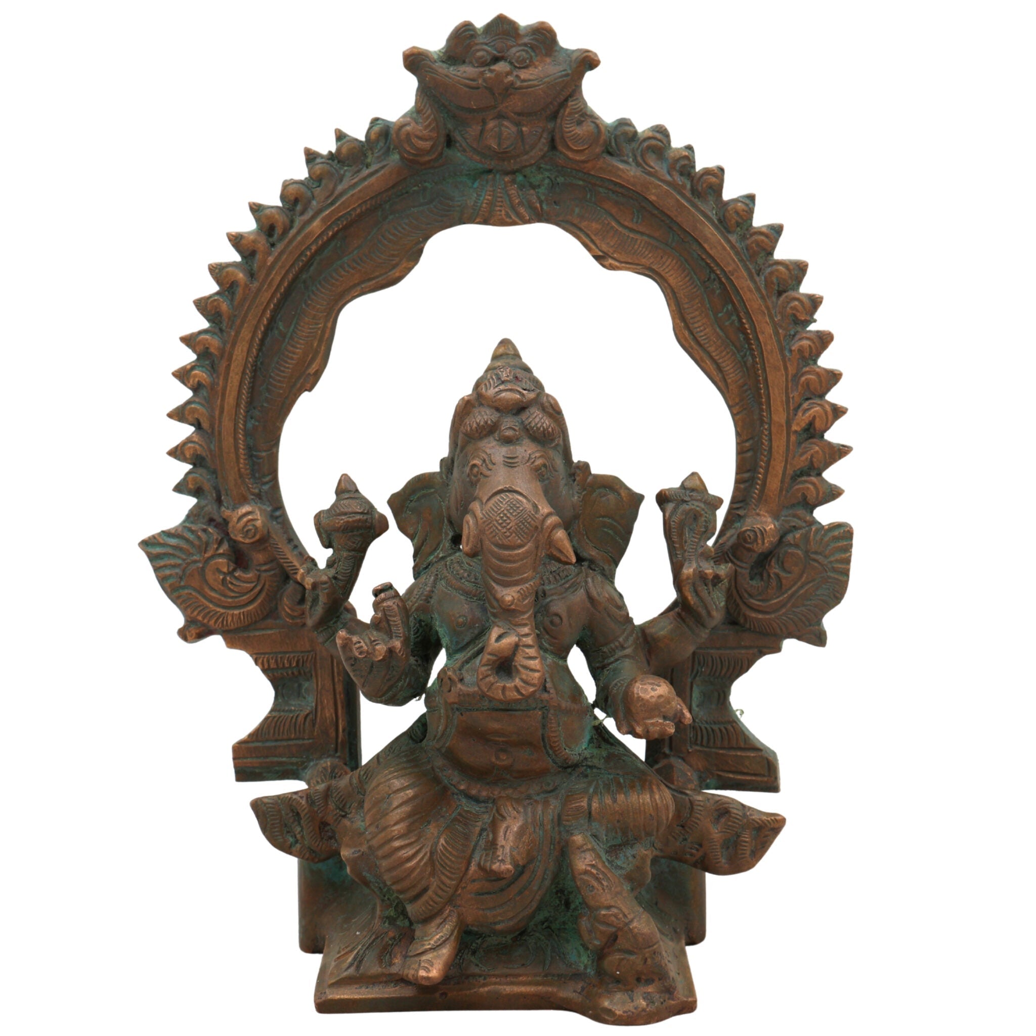 Handcrafted Panchaloha Bronze Ganesha Idol, Chola Style Vinayaka Ganpati Murti, Siddhivinayak, Vastu Elephant God Statue for Home & Temple,Brown, 7 Inch, 1 Piece