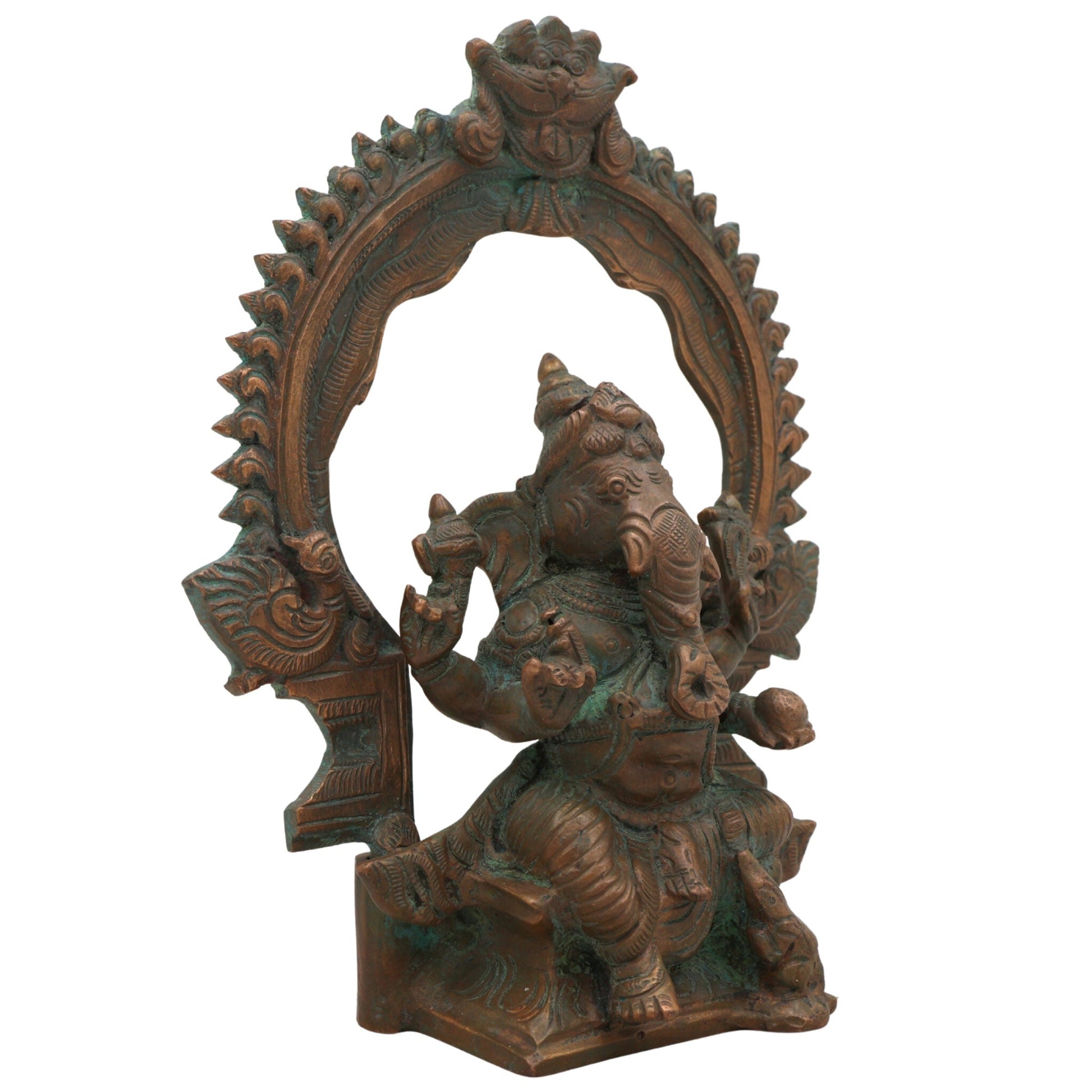 Handcrafted Panchaloha Bronze Ganesha Idol, Chola Style Vinayaka Ganpati Murti, Siddhivinayak, Vastu Elephant God Statue for Home & Temple,Brown, 7 Inch, 1 Piece