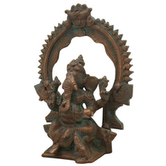 Handcrafted Panchaloha Bronze Ganesha Idol, Chola Style Vinayaka Ganpati Murti, Siddhivinayak, Vastu Elephant God Statue for Home & Temple,Brown, 7 Inch, 1 Piece