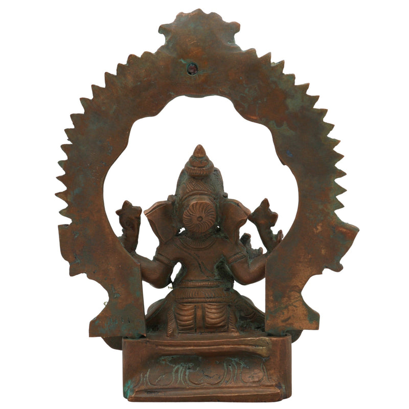 Handcrafted Panchaloha Bronze Ganesha Idol, Chola Style Vinayaka Ganpati Murti, Siddhivinayak, Vastu Elephant God Statue for Home & Temple,Brown, 7 Inch, 1 Piece
