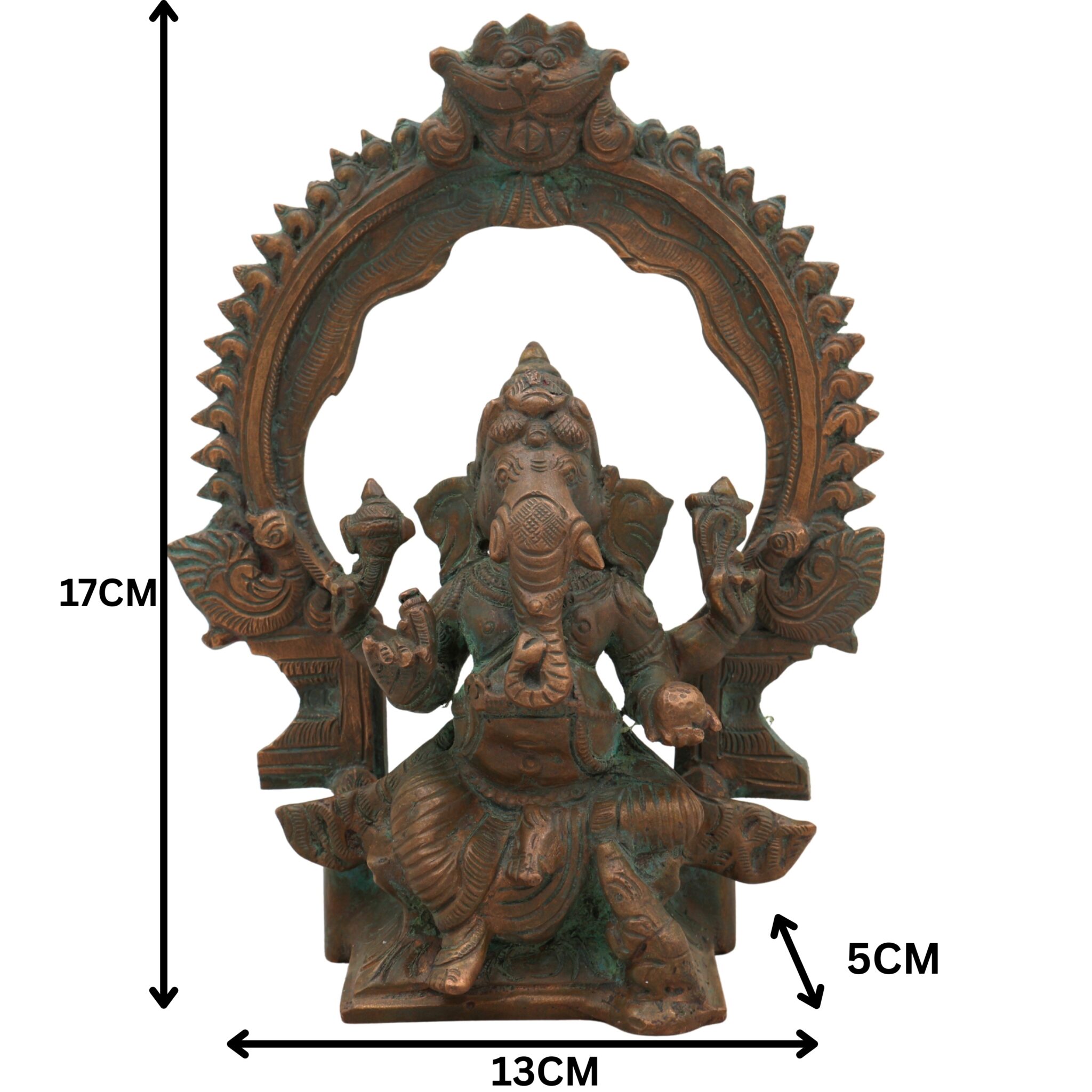 Handcrafted Panchaloha Bronze Ganesha Idol, Chola Style Vinayaka Ganpati Murti, Siddhivinayak, Vastu Elephant God Statue for Home & Temple,Brown, 7 Inch, 1 Piece