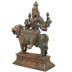 Handcrafted Bronze Durga Devi Idol in Panchaloha – Mahishasura Mardini | Shakti | Navadurga | Chola Art Sculpture for Puja & Home Temple,Brown, 7 Inch, 1 Piece