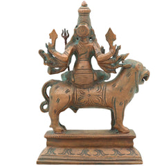 Handcrafted Bronze Durga Devi Idol in Panchaloha – Mahishasura Mardini | Shakti | Navadurga | Chola Art Sculpture for Puja & Home Temple,Brown, 7 Inch, 1 Piece