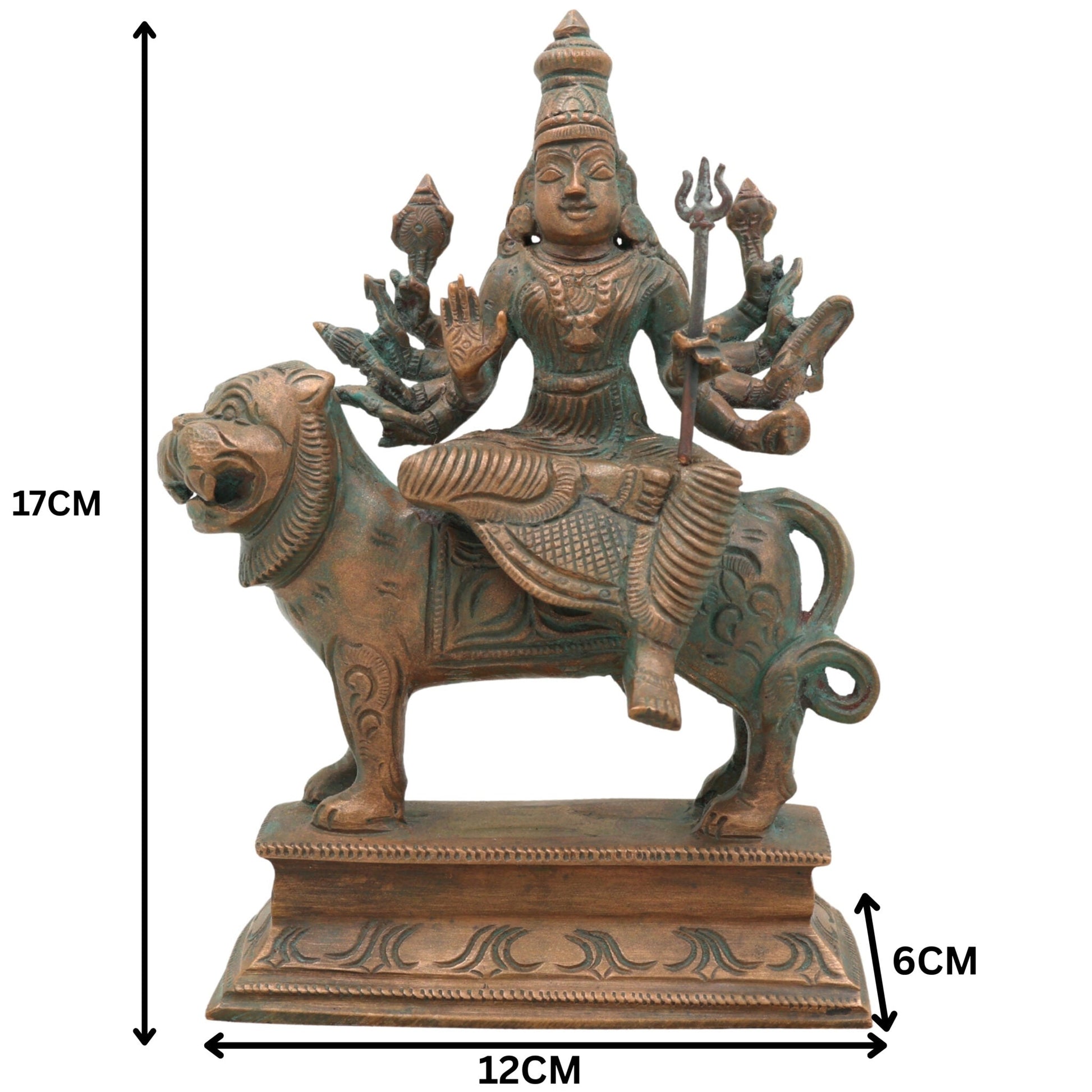 Handcrafted Bronze Durga Devi Idol in Panchaloha – Mahishasura Mardini | Shakti | Navadurga | Chola Art Sculpture for Puja & Home Temple,Brown, 7 Inch, 1 Piece