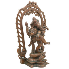 Handmade Panchaloha Nritya Ganapati Idol, Dancing Ganesha Bronze Statue, Nartana Vinayaka Tandava Pillaiyar for Home Temple & Vastu Decor,Brown, 13 Inch, 1 Piece