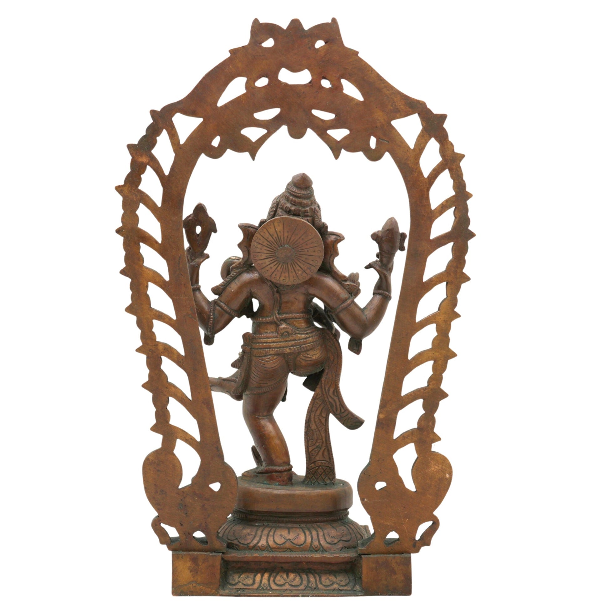 Handmade Panchaloha Nritya Ganapati Idol, Dancing Ganesha Bronze Statue, Nartana Vinayaka Tandava Pillaiyar for Home Temple & Vastu Decor,Brown, 13 Inch, 1 Piece