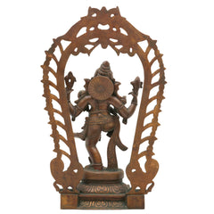 Handmade Panchaloha Nritya Ganapati Idol, Dancing Ganesha Bronze Statue, Nartana Vinayaka Tandava Pillaiyar for Home Temple & Vastu Decor,Brown, 13 Inch, 1 Piece