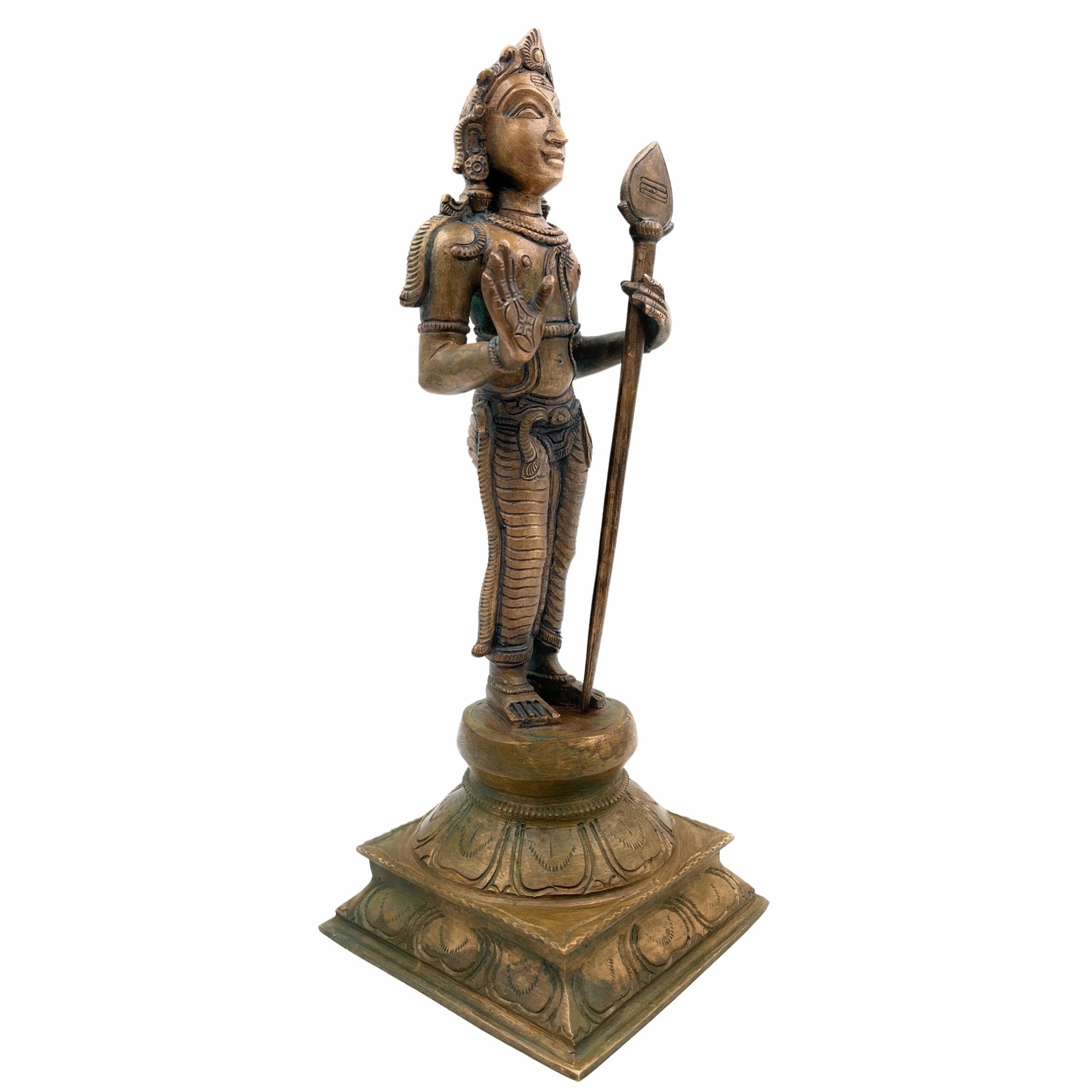 Bronze Murugan Idol, Kartik Ji Ki Murti, Lord Karthikeyan Statue, Swaminatha Silai, Kumaraswamy Sculpture, Handmade Panchaloha Figurine, Brown, 11.5 Inch, 1 Piece
