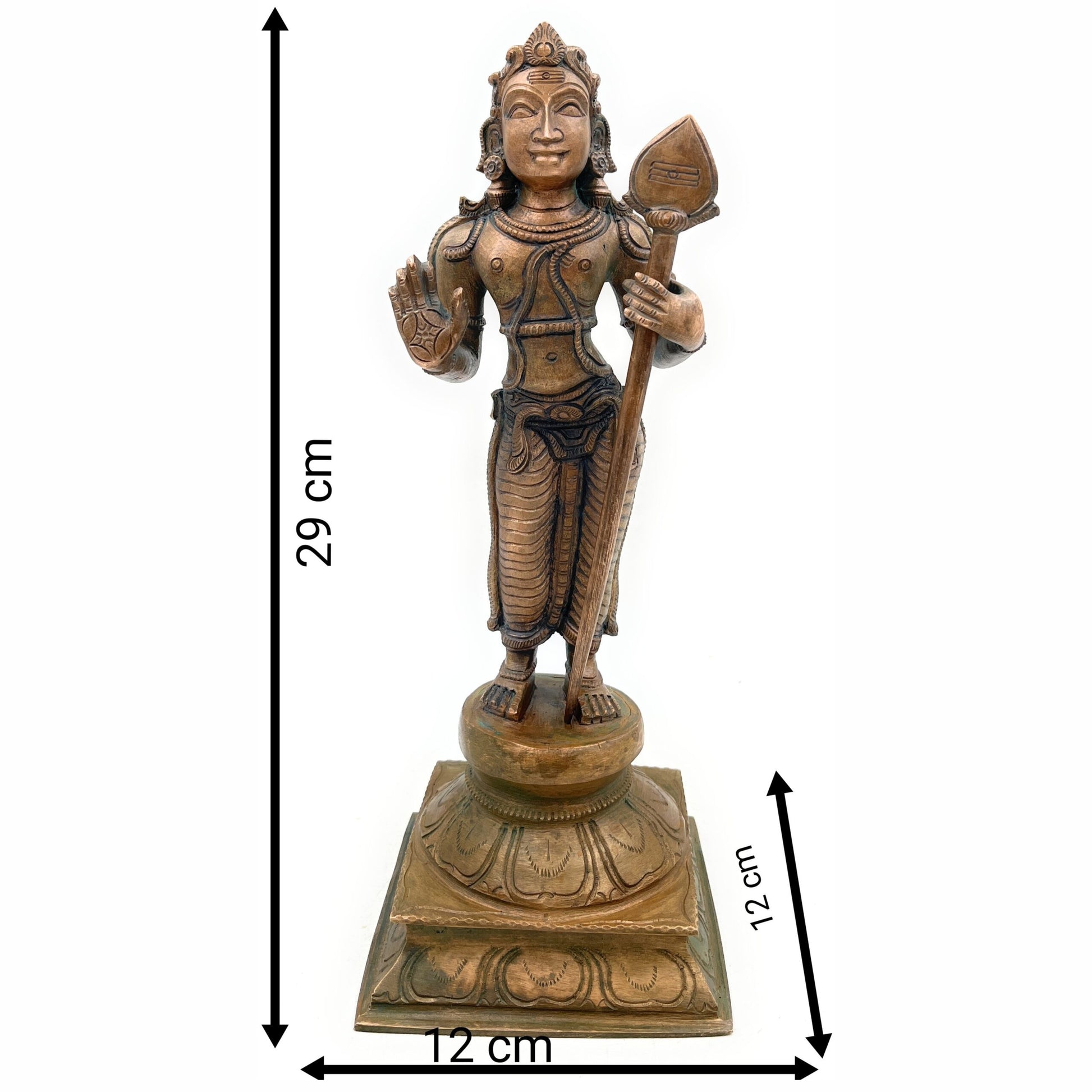 Bronze Murugan Idol, Kartik Ji Ki Murti, Lord Karthikeyan Statue, Swaminatha Silai, Kumaraswamy Sculpture, Handmade Panchaloha Figurine, Brown, 11.5 Inch, 1 Piece