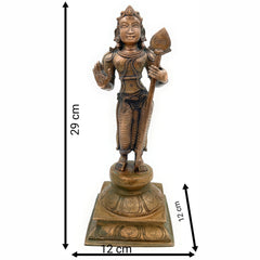 Bronze Murugan Idol, Kartik Ji Ki Murti, Lord Karthikeyan Statue, Swaminatha Silai, Kumaraswamy Sculpture, Handmade Panchaloha Figurine, Brown, 11.5 Inch, 1 Piece