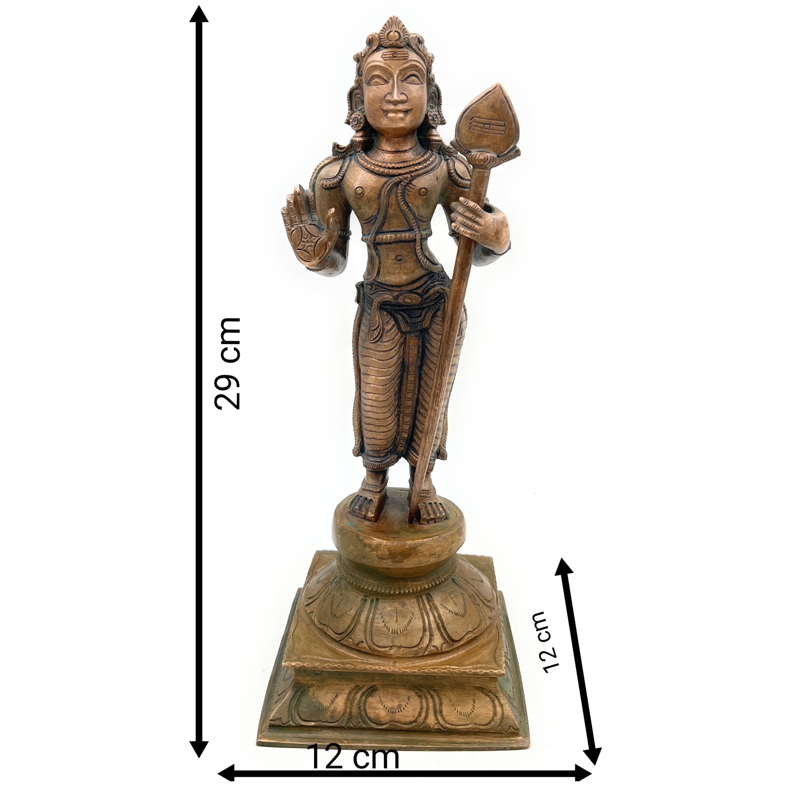 Bronze Murugan Idol, Kartik Ji Ki Murti, Lord Karthikeyan Statue, Swaminatha Silai, Kumaraswamy Sculpture, Handmade Panchaloha Figurine, Brown, 11.5 Inch, 1 Piece