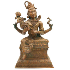 Handcrafted Panchaloha Somaskanda Idol – Lord Shiva with Karthikeya | Shiva Murugan Skanda Subramanya Bronze Sculpture | Chola Style Shiv Parivar Statue,Brown, 12.5 Inch, 1 Piece