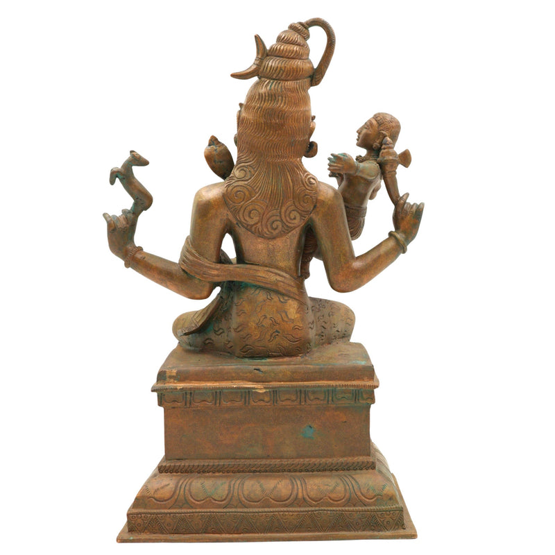 Handcrafted Panchaloha Somaskanda Idol – Lord Shiva with Karthikeya | Shiva Murugan Skanda Subramanya Bronze Sculpture | Chola Style Shiv Parivar Statue,Brown, 12.5 Inch, 1 Piece