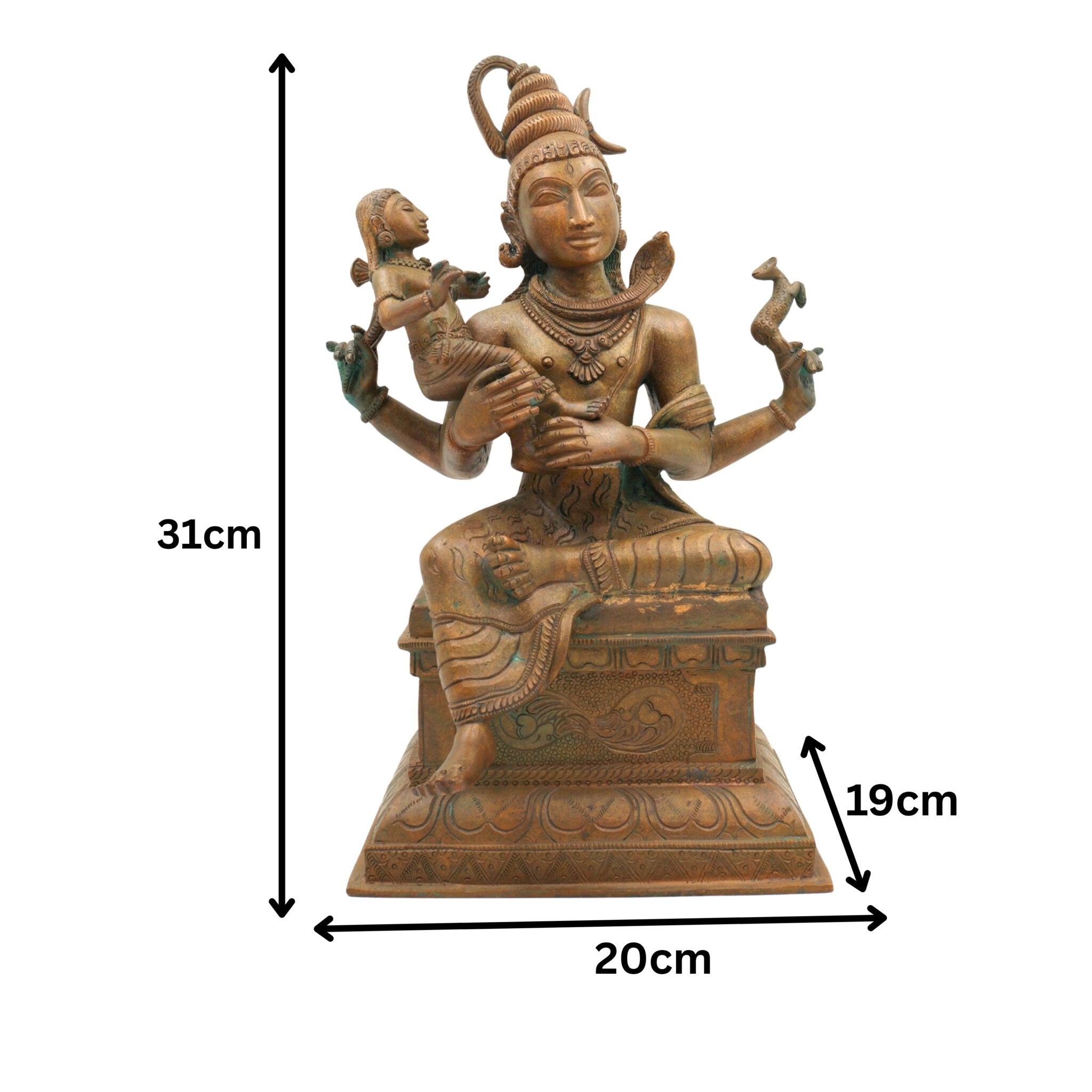 Handcrafted Panchaloha Somaskanda Idol – Lord Shiva with Karthikeya | Shiva Murugan Skanda Subramanya Bronze Sculpture | Chola Style Shiv Parivar Statue,Brown, 12.5 Inch, 1 Piece