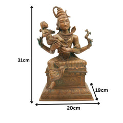 Handcrafted Panchaloha Somaskanda Idol – Lord Shiva with Karthikeya | Shiva Murugan Skanda Subramanya Bronze Sculpture | Chola Style Shiv Parivar Statue,Brown, 12.5 Inch, 1 Piece