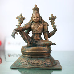 Handmade Bronze Vishnu Idol | Panchaloha Vishnu Murti | Chola Art Narayana, Govinda, Venkateswara Statue for Temple & Home Pooja,Brown, 9 Inch, 1 Piece