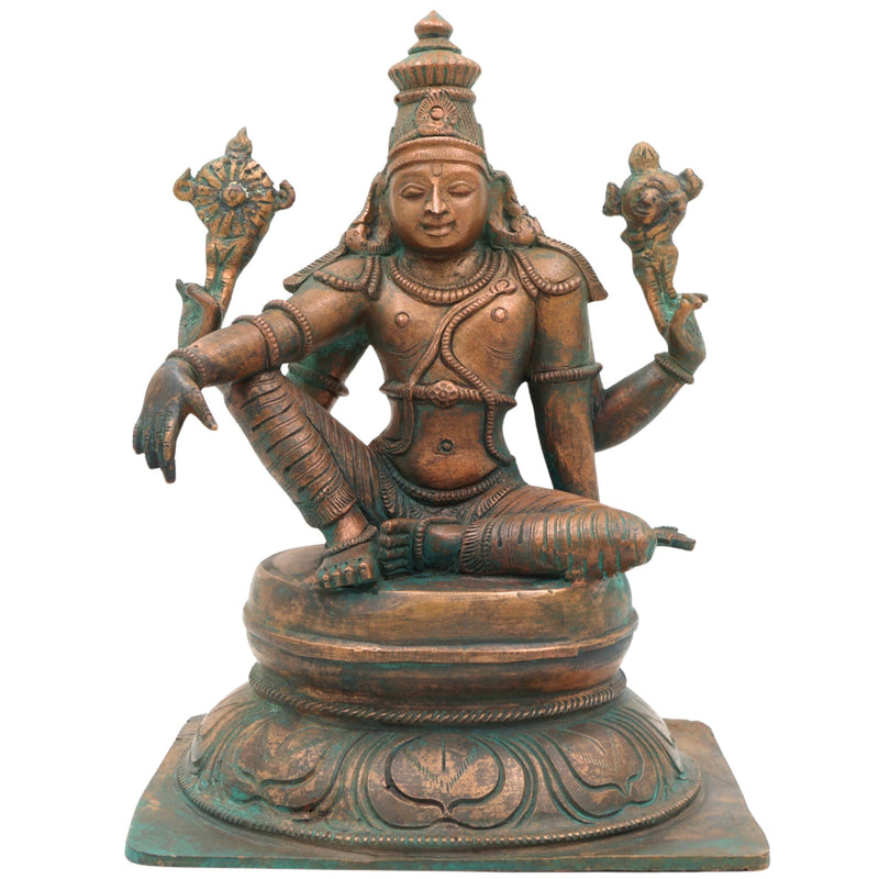 Handmade Bronze Vishnu Idol | Panchaloha Vishnu Murti | Chola Art Narayana, Govinda, Venkateswara Statue for Temple & Home Pooja,Brown, 9 Inch, 1 Piece