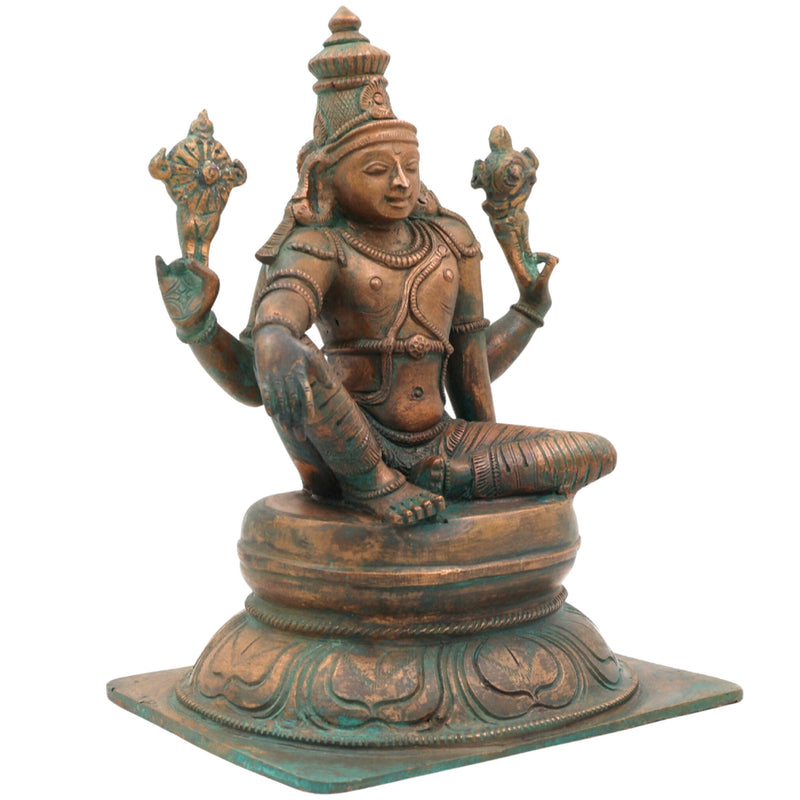 Handmade Bronze Vishnu Idol | Panchaloha Vishnu Murti | Chola Art Narayana, Govinda, Venkateswara Statue for Temple & Home Pooja,Brown, 9 Inch, 1 Piece