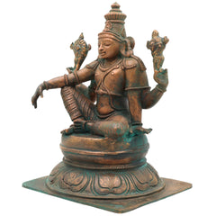 Handmade Bronze Vishnu Idol | Panchaloha Vishnu Murti | Chola Art Narayana, Govinda, Venkateswara Statue for Temple & Home Pooja,Brown, 9 Inch, 1 Piece