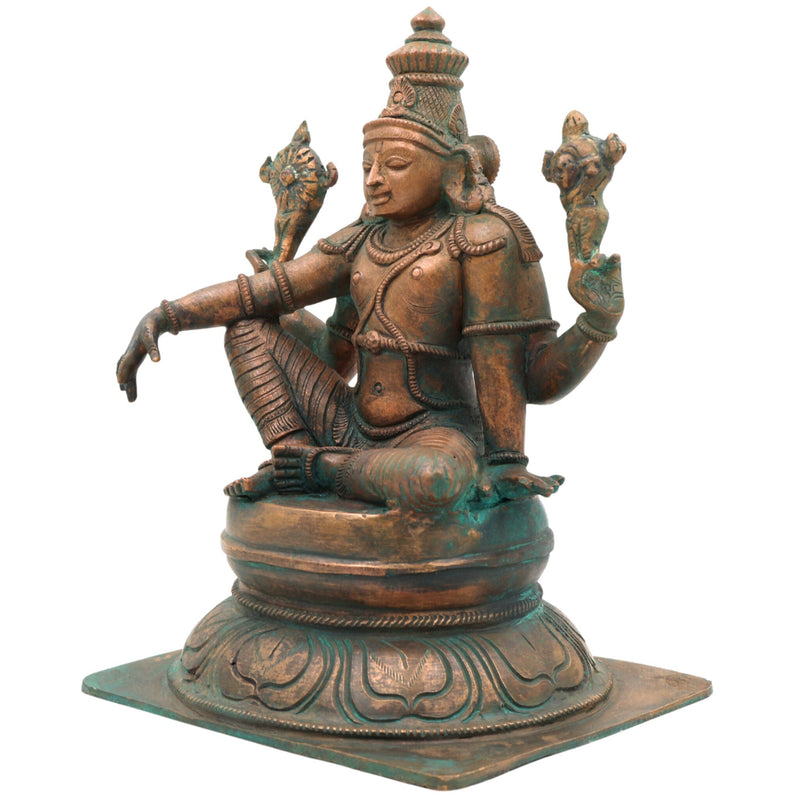 Handmade Bronze Vishnu Idol | Panchaloha Vishnu Murti | Chola Art Narayana, Govinda, Venkateswara Statue for Temple & Home Pooja,Brown, 9 Inch, 1 Piece