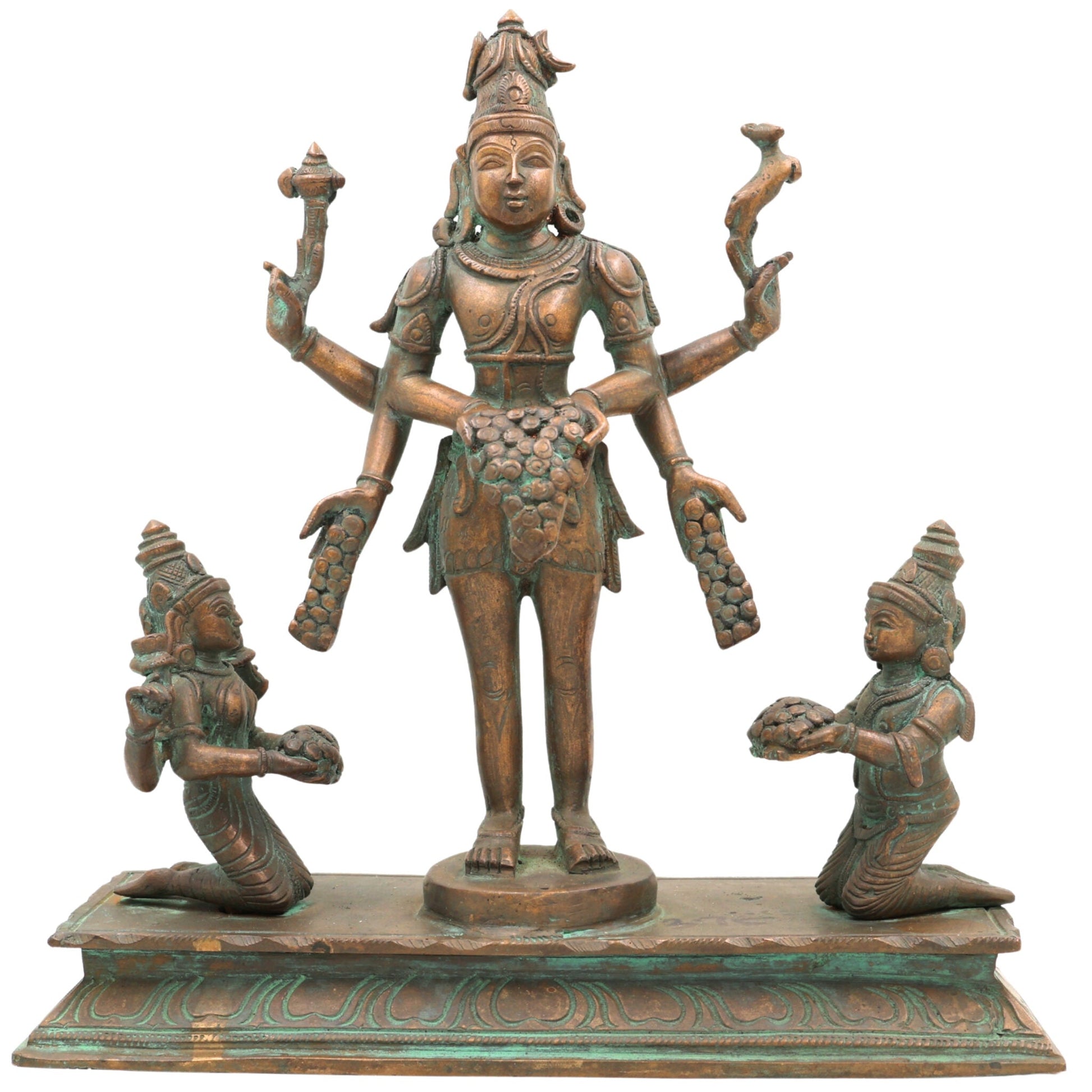 Handmade Bronze Shiva Lakshmi Kubera Idol | Panchaloha Murti for Wealth, Prosperity & Spiritual Balance,Brown, 10.5 Inch, 1 Piece
