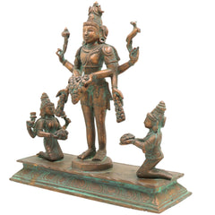 Handmade Bronze Shiva Lakshmi Kubera Idol | Panchaloha Murti for Wealth, Prosperity & Spiritual Balance,Brown, 10.5 Inch, 1 Piece