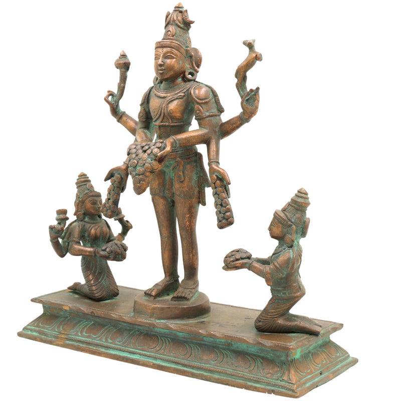 Handmade Bronze Shiva Lakshmi Kubera Idol | Panchaloha Murti for Wealth, Prosperity & Spiritual Balance,Brown, 10.5 Inch, 1 Piece