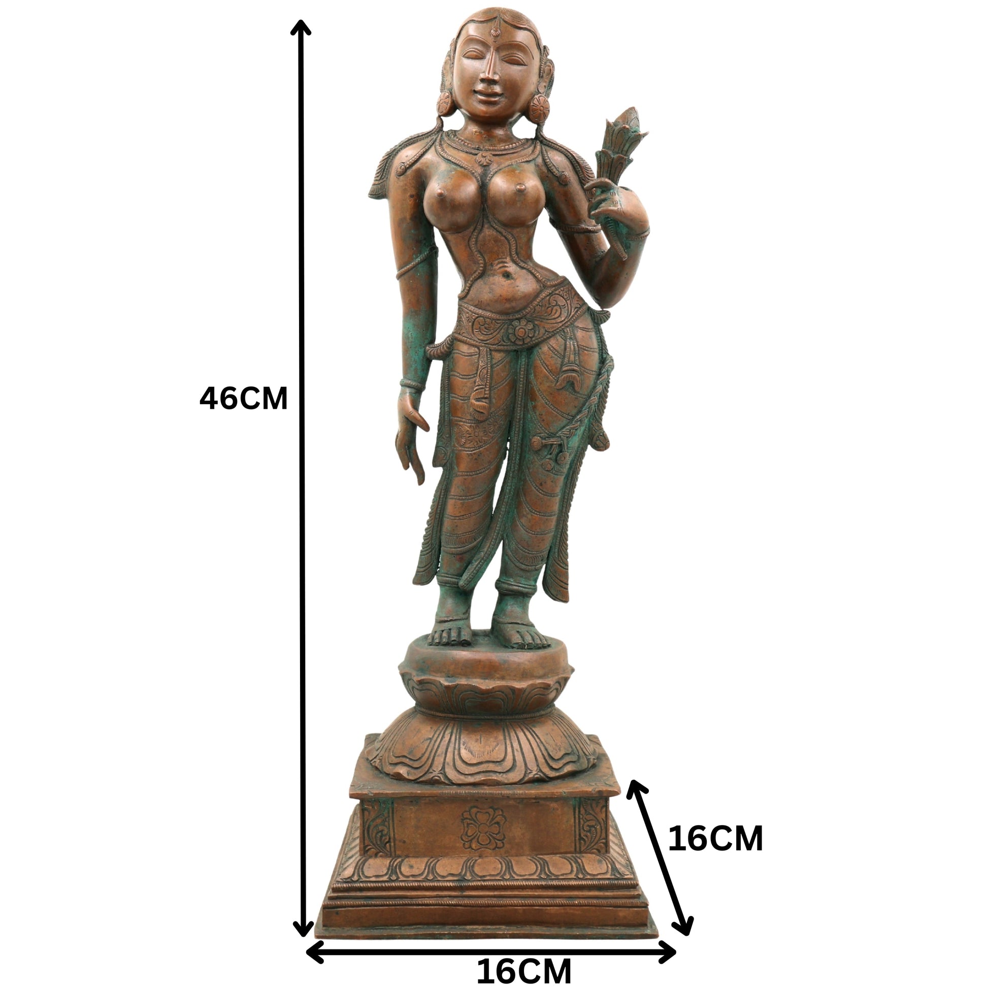 Handcrafted Bronze Apsara Idol | Devangana, Urvashi, Rambha, Menaka, Tilottama Panchaloha Chola Art Sculpture,Brown, 18.5 Inch, 1 Piece