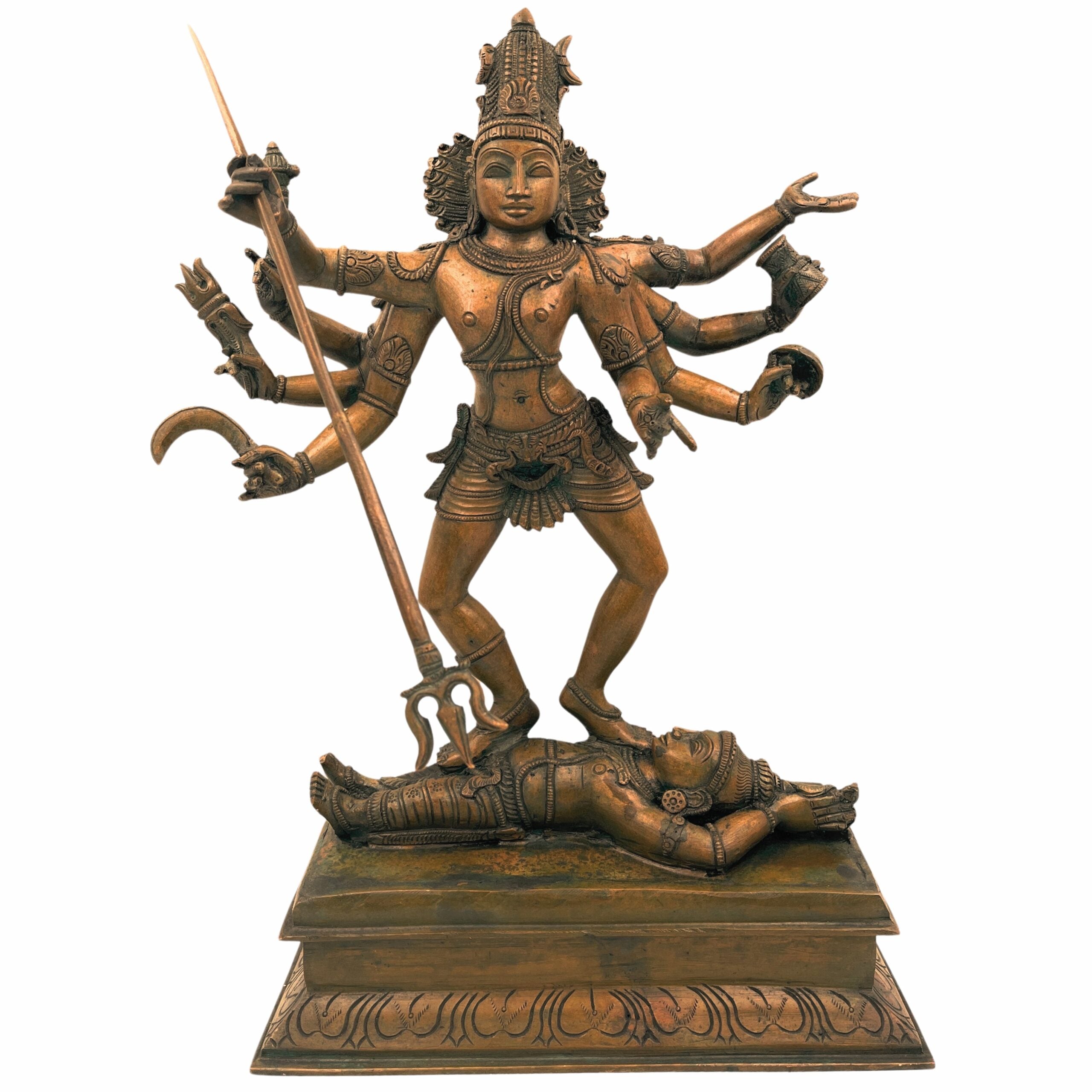 Panchaloha Bronze Lord Shiva Idol, Kala Samhara Murthy, Nataraja Statue, Kaala Samhara Silai, Kaala Samhaaram, Shiva Sculpture for Temple, Brown, 16 Inch, 1 Piece