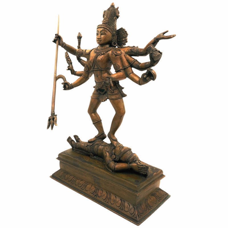 Panchaloha Bronze Lord Shiva Idol, Kala Samhara Murthy, Nataraja Statue, Kaala Samhara Silai, Kaala Samhaaram, Shiva Sculpture for Temple, Brown, 16 Inch, 1 Piece
