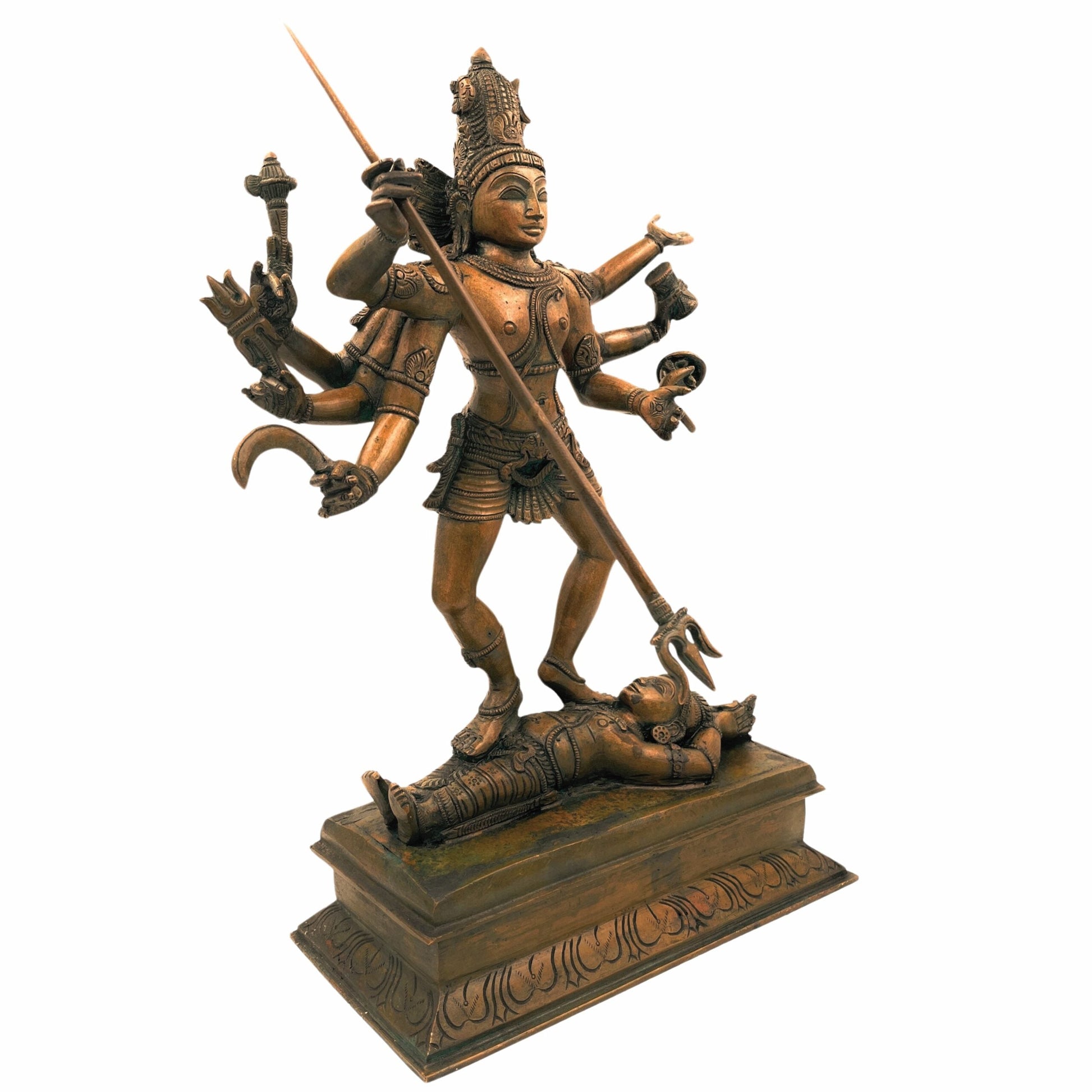 Panchaloha Bronze Lord Shiva Idol, Kala Samhara Murthy, Nataraja Statue, Kaala Samhara Silai, Kaala Samhaaram, Shiva Sculpture for Temple, Brown, 16 Inch, 1 Piece