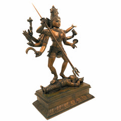Panchaloha Bronze Lord Shiva Idol, Kala Samhara Murthy, Nataraja Statue, Kaala Samhara Silai, Kaala Samhaaram, Shiva Sculpture for Temple, Brown, 16 Inch, 1 Piece