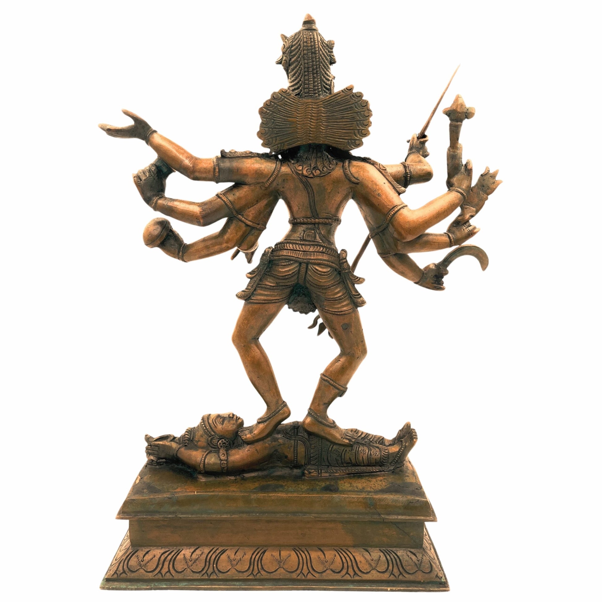Panchaloha Bronze Lord Shiva Idol, Kala Samhara Murthy, Nataraja Statue, Kaala Samhara Silai, Kaala Samhaaram, Shiva Sculpture for Temple, Brown, 16 Inch, 1 Piece