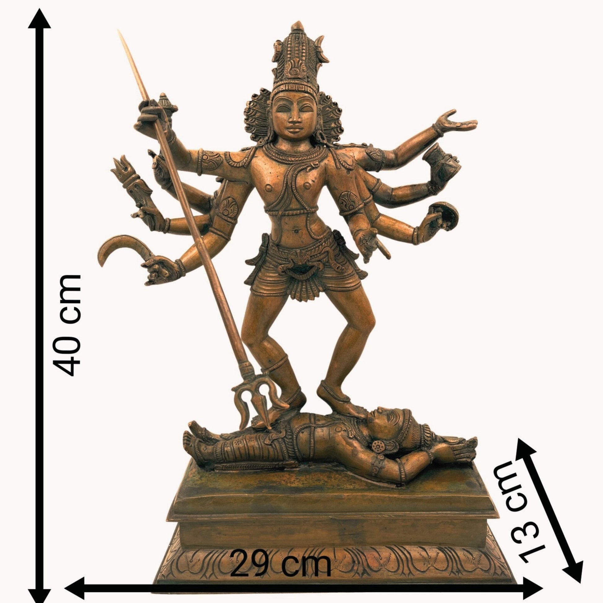 Panchaloha Bronze Lord Shiva Idol, Kala Samhara Murthy, Nataraja Statue, Kaala Samhara Silai, Kaala Samhaaram, Shiva Sculpture for Temple, Brown, 16 Inch, 1 Piece