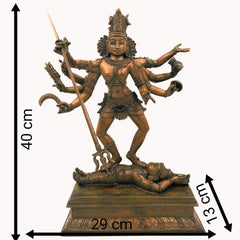 Panchaloha Bronze Lord Shiva Idol, Kala Samhara Murthy, Nataraja Statue, Kaala Samhara Silai, Kaala Samhaaram, Shiva Sculpture for Temple, Brown, 16 Inch, 1 Piece