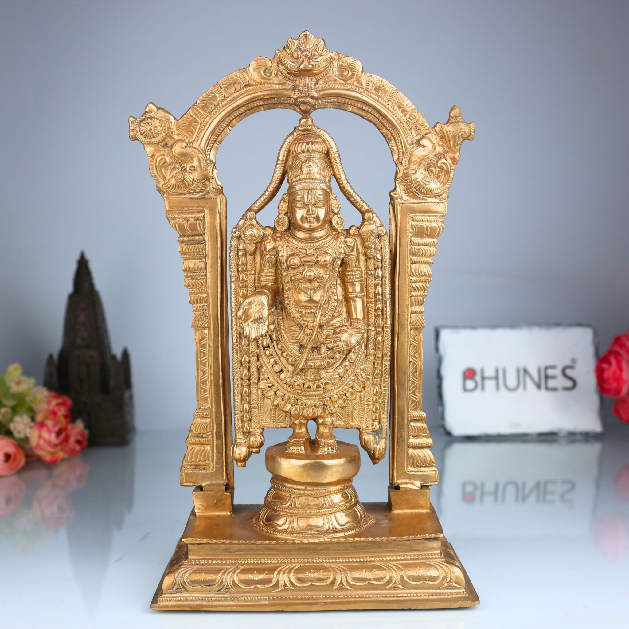 Handcrafted Bronze Venkateshwara Idol | Balaji Murti | Panchaloha & Chola Art Deity Statue for Home Temple, Puja, and Gifting,Brown, 13 Inch, 1 Piece