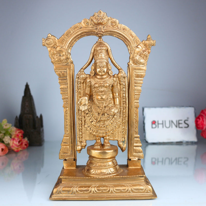 Handcrafted Bronze Venkateshwara Idol | Balaji Murti | Panchaloha & Chola Art Deity Statue for Home Temple, Puja, and Gifting,Brown, 13 Inch, 1 Piece