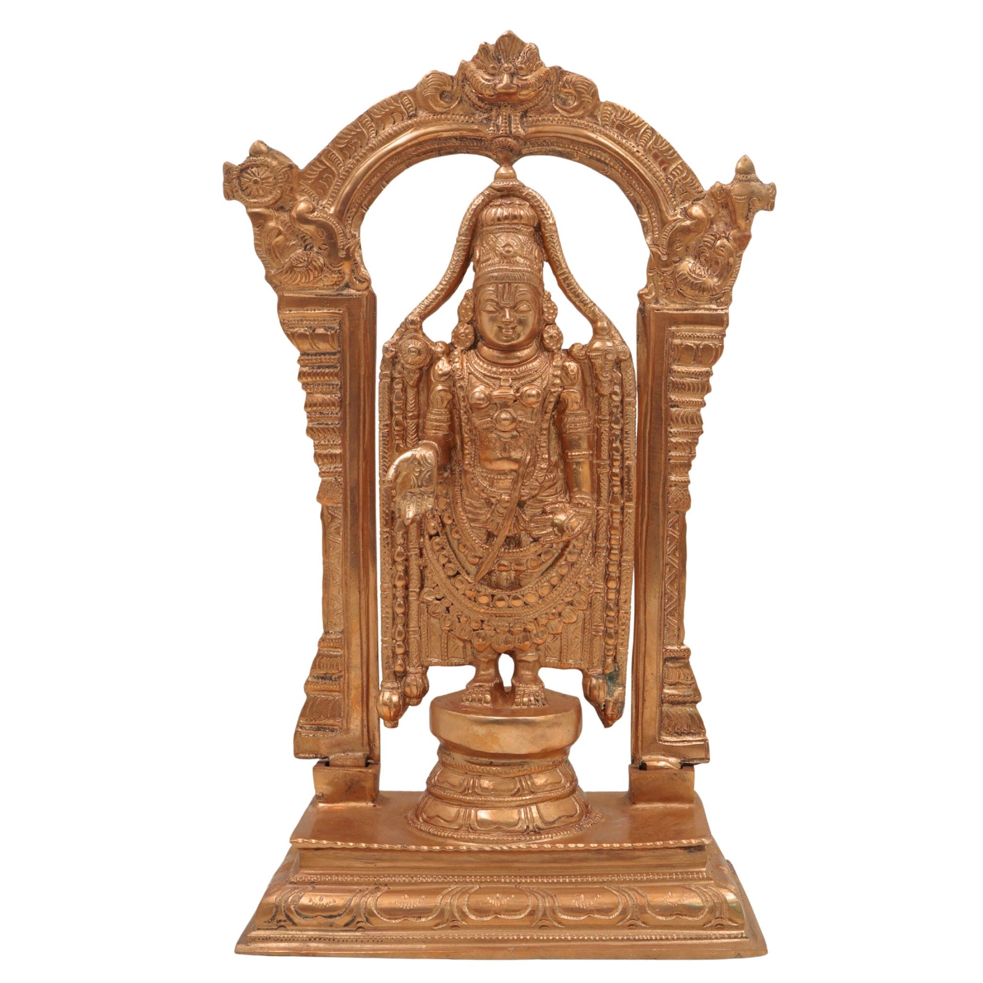 Handcrafted Bronze Venkateshwara Idol | Balaji Murti | Panchaloha & Chola Art Deity Statue for Home Temple, Puja, and Gifting,Brown, 13 Inch, 1 Piece