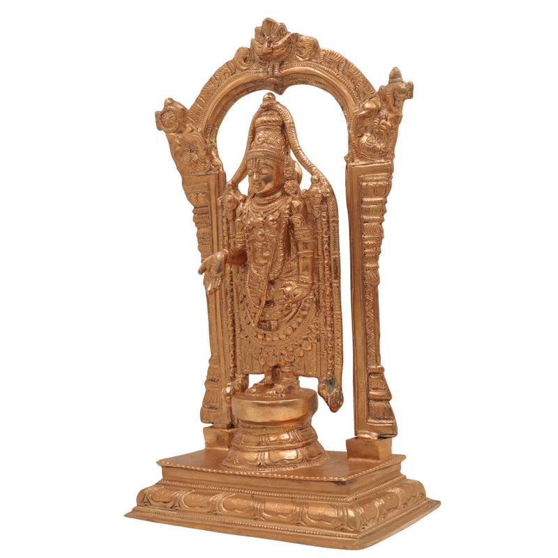 Handcrafted Bronze Venkateshwara Idol | Balaji Murti | Panchaloha & Chola Art Deity Statue for Home Temple, Puja, and Gifting,Brown, 13 Inch, 1 Piece