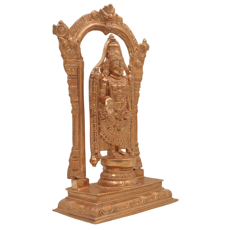 Handcrafted Bronze Venkateshwara Idol | Balaji Murti | Panchaloha & Chola Art Deity Statue for Home Temple, Puja, and Gifting,Brown, 13 Inch, 1 Piece