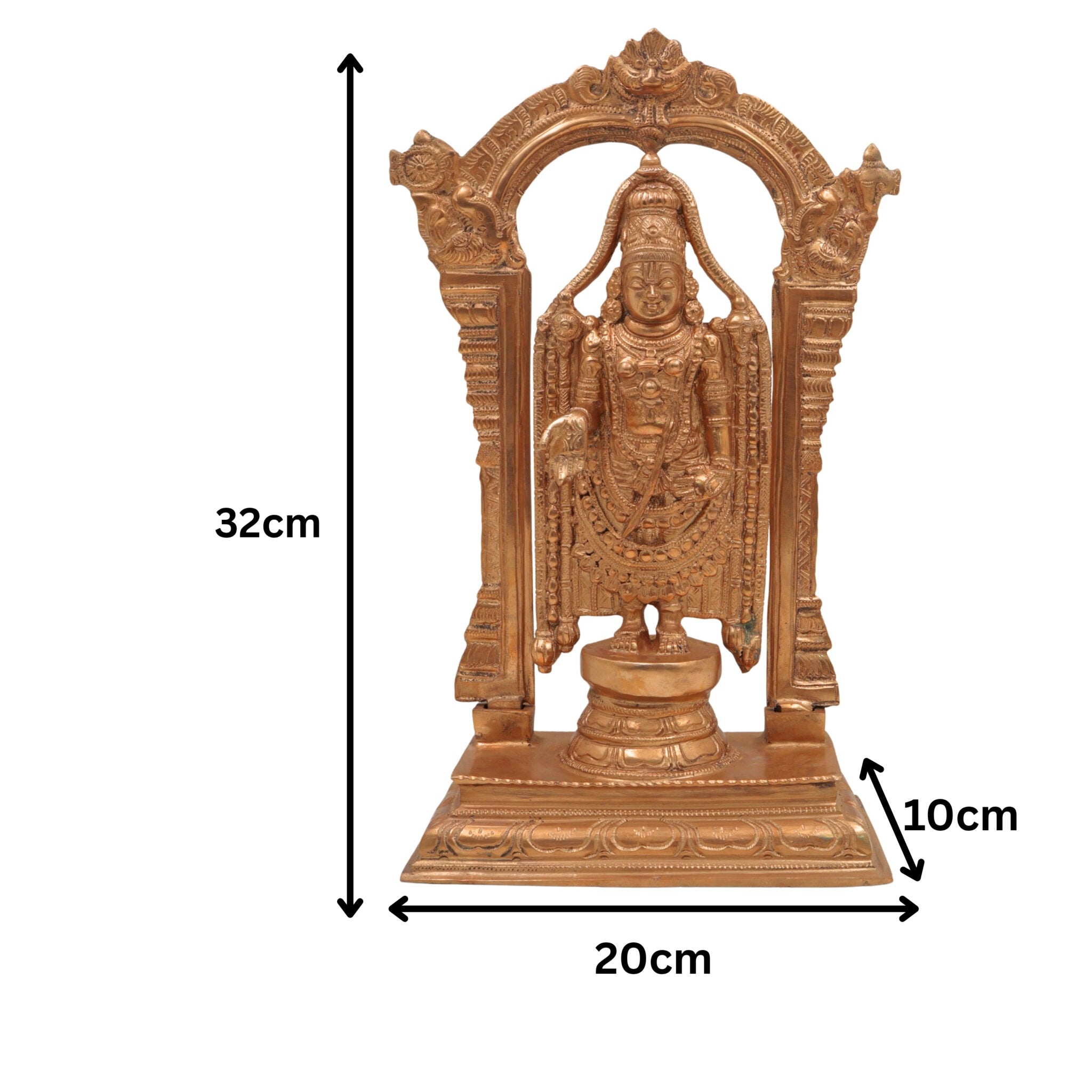 Handcrafted Bronze Venkateshwara Idol | Balaji Murti | Panchaloha & Chola Art Deity Statue for Home Temple, Puja, and Gifting,Brown, 13 Inch, 1 Piece