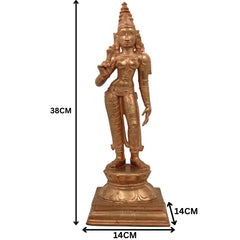 Handcrafted Panchaloha Parvati Idol in Bronze – Devi Gauri Uma Lalita Durga Statue | South Indian Chola Art Sculpture for Home Temple & Vastu,Brown, 15 Inch, 1 Piece
