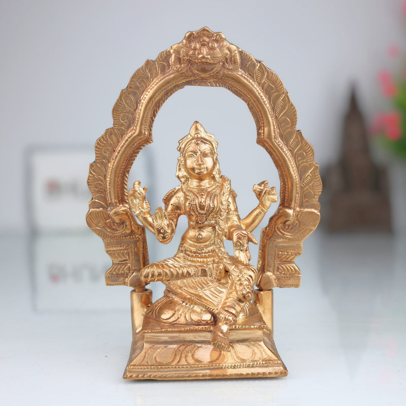 Handmade Bronze Balambika Idol | Panchaloha Balaambike Murti | Bala Tripurasundari Statue for Temple, Puja & Home Decor,Brown, 7 Inch, 1 Piece