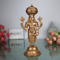 Bronze Venkateshwara Idol | Lord Balaji Tirupati Panchaloha Statue | Sri Srinivasa Murti for Home Temple & Pooja,Gold, 11 Inch, 1 Piece