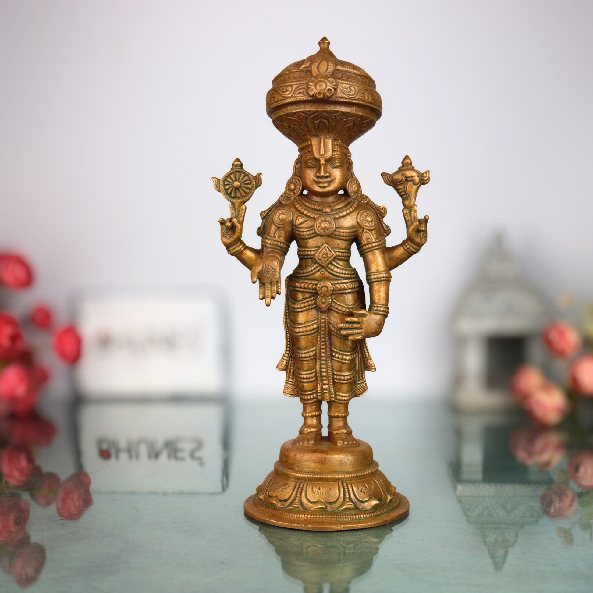 Bronze Venkateshwara Idol | Lord Balaji Tirupati Panchaloha Statue | Sri Srinivasa Murti for Home Temple & Pooja,Brown, 11 Inch, 1 Piece