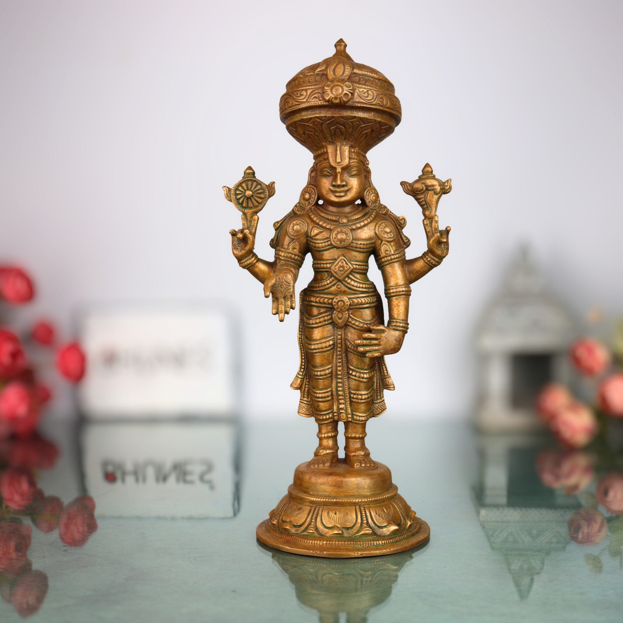 Bronze Venkateshwara Idol | Lord Balaji Tirupati Panchaloha Statue | Sri Srinivasa Murti for Home Temple & Pooja,Brown, 11 Inch, 1 Piece