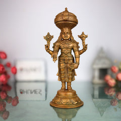 Bronze Venkateshwara Idol | Lord Balaji Tirupati Panchaloha Statue | Sri Srinivasa Murti for Home Temple & Pooja,Brown, 11 Inch, 1 Piece